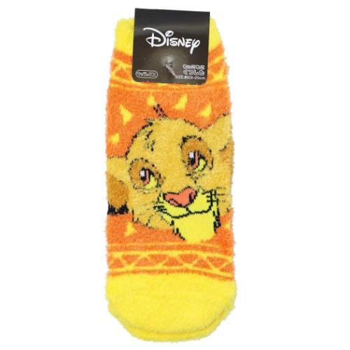 女性用防寒靴下 ライオンキング もっこもこ靴下 シンバ フェイス ディズニー スモールプラネット レデ..