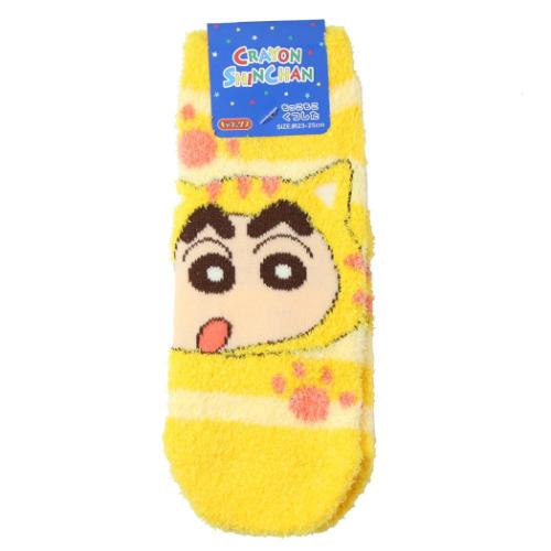 女性用防寒靴下 クレヨンしんちゃん もっこもこ靴下 ねこ ボーダー スモールプラネット レディースソッ..
