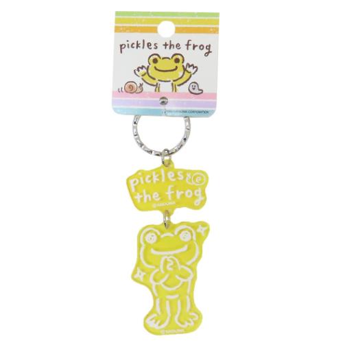 キーリング かえるのピクルス クリアアクリル2連キーホルダー クレヨンタッチ イエロー 牛久保工芸社 ..