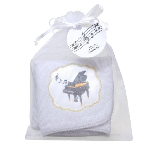 ミニタオル Music Ensemble ギフトタオルハンカチ ピアノ グレー Green Flash プレゼント かわいい メ..