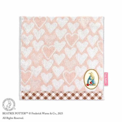 ミニタオル ピーターラビット フルフィーコットン タオルハンカチ ハート ピンク タオル美術館 プレゼント 絵本メール便可 マシュマロポップ