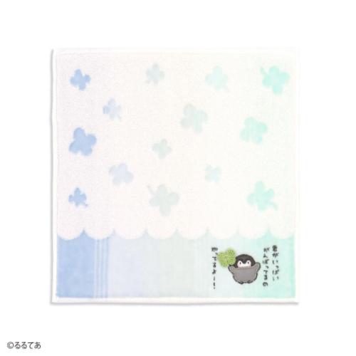 ミニタオル コウペンちゃん 無撚糸 タオルハンカチ 君を見守る ブルー LINE FRIENDS タオル美術館 プレゼント メール便可 マシュマロポップ