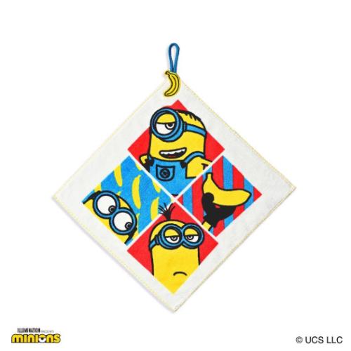 ループタオル ミニオンズ フルフィーコットン ループ付ウォッシュタオル スクエア ユニバーサル映画 タオル美術館 プレゼント メール便可 マシュマロポップ