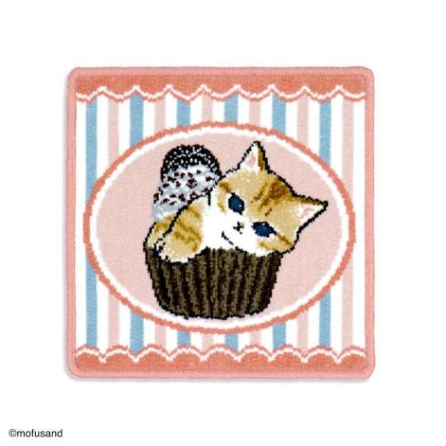 ミニタオル mofusand モフサンド シェニール織タオルハンカチ レトロカップケーキ タオル美術館 プレゼント かわいい マシュマロポップ