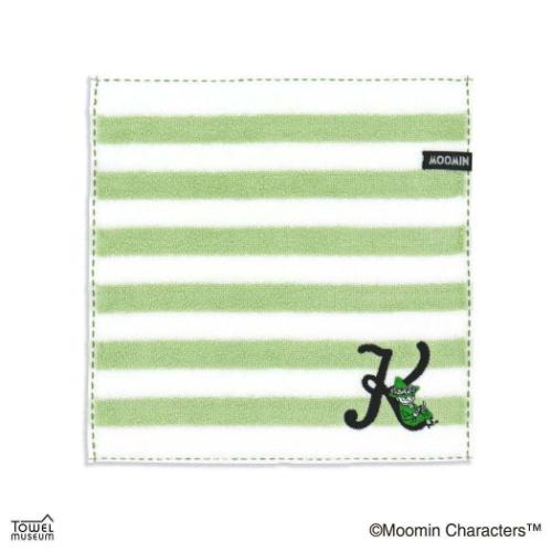 ミニタオル ムーミン フルフィーコットン ハンカチタオル イニシャルステッチ スナフキン K 北欧 タオ..