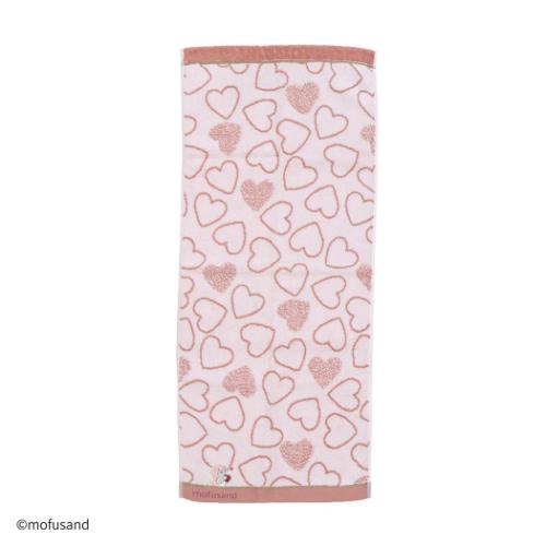 ロングタオル mofusand モフサンド フルフィーコットン無撚糸フェイスタオル かいじゅうにゃん ピンク ..