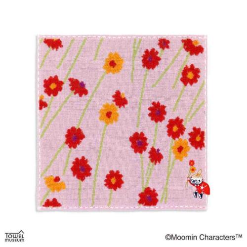ミニタオル ムーミン フルフィーコットンガーゼパイルタオルハンカチ お花摘み リトルミイ パープル 北..
