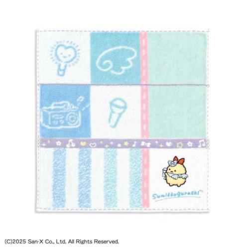 ハンドタオル すみっコぐらし フルフィーコットン ミニタオル 天使なえびてんアイドル ブルー サンエッ..