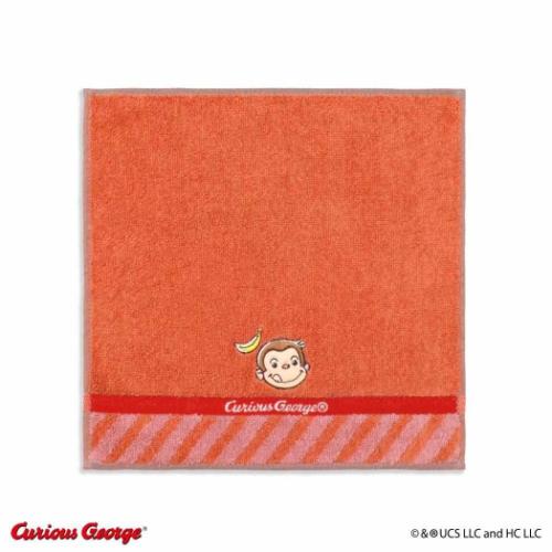 ミニタオル おさるのジョージ フルフィーコットン タオルハンカチ ストライプ レッド タオル美術館 プレゼント 絵本メール便可 マシュマロポップ