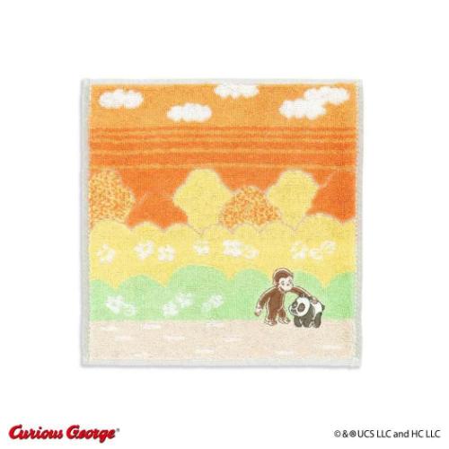 ミニタオル おさるのジョージ フルフィーコットン タオルハンカチ パンダ オレンジ タオル美術館 プレゼント 絵本メール便可 マシュマロポップ