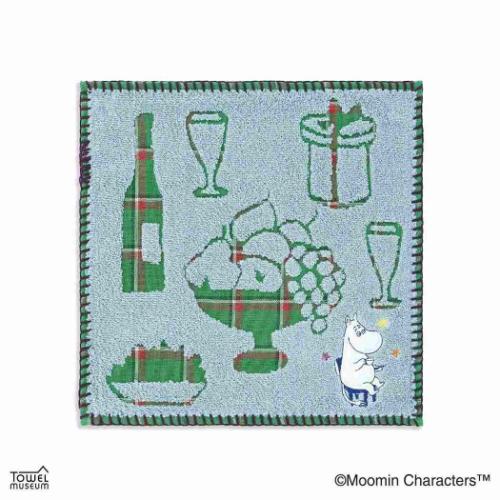 ミニタオル ムーミン フルフィーコットンガーゼパイルタオルハンカチ ハッピーホリデー ブルー 北欧 タ..