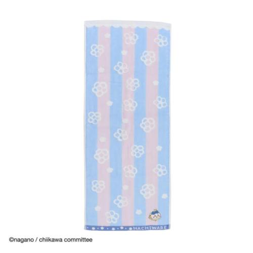 ロングタオル ちいかわ 無撚糸スチームシャーリングフェイスタオル 蜂たち ブルー ハチワレ タオル美術..