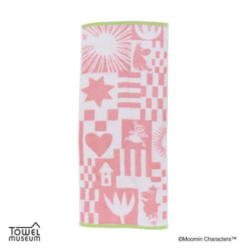 ロングタオル ムーミン 無撚糸フルフィーコットンフェイスタオル プレイ 80周年記念 ピンク 北欧 タオ..