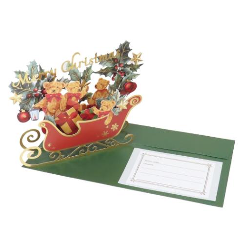 クリスマスカード クリスマスポップアップカード クリスマスベア APJ 封筒付きグリーティングカード Xmas メール便可 マシュマロポップ
