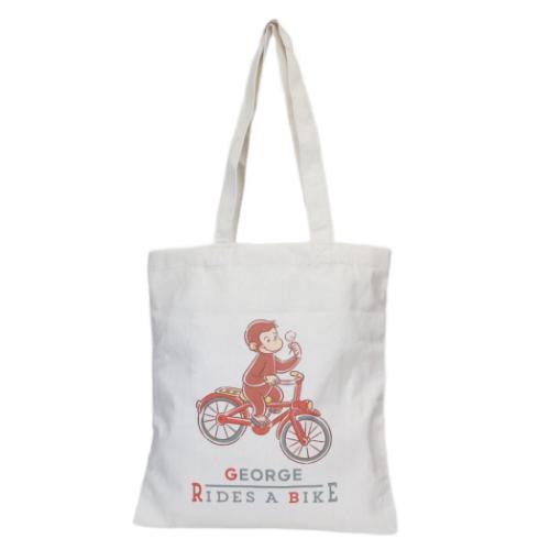 トートバッグ おさるのジョージ オーガニックコットンバッグ 花と自転車 丸眞 手提げかばん 絵本 マシ..