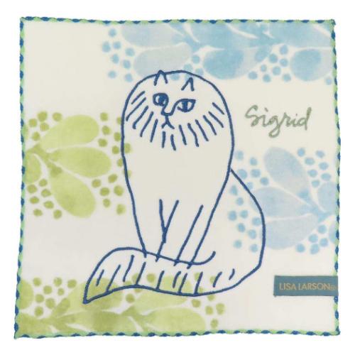 ミニタオル リサラーソン ジャガードハンカチタオル オーガニックコットン リーブスシリーズ シグリット 丸眞 汗拭きタオル メール便可 マシュマロポップ