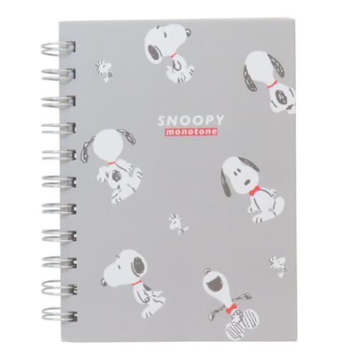 リングノート スヌーピー A6Wリングノート Snoopy monotone ピーナッツ カミオジャパン 新学期準備文具 かわいい メール便可 マシュマロポップ