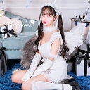 (あす楽)コスプレ 天使 エンジェル ホワイトデー 中村里砂 アイドル Angel ホワイト 天使の羽 フリル リボン セットアップ ファー リボン レディース 大人 女性 ハロウィン malymoon マリームーン