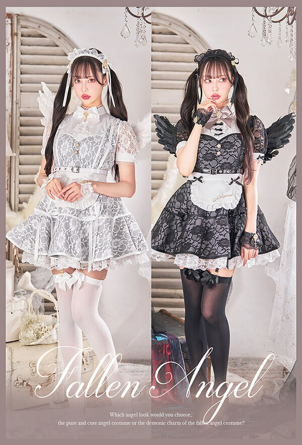 DreamyDollの[正規品]【ブラックは予約】天使 堕天使 エンジェル Angel 中村里砂 レース ドレス プリンセス 上品 姫 ホワイト ブラック ワンピース フレアスカート 可愛い仮装 コスプレ お揃い セクシー 女性 レディース 一式 マリームーン malymoon【9959】｜アングル3