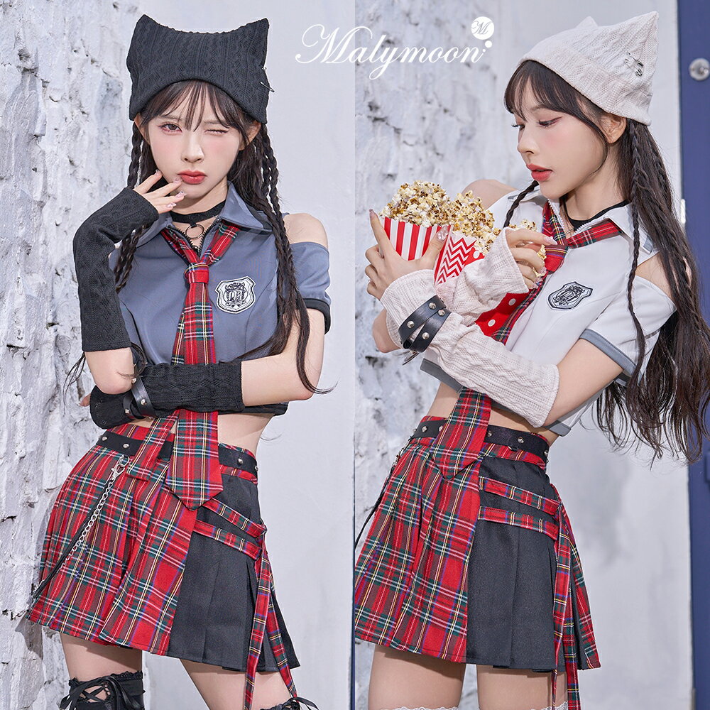 コスプレ 制服 キャット ねこ ネコ 猫耳 ニット帽 セーラー ブレザー チェックスカート 女子高生 スクールガール ロック パンク コスチューム 衣装 仮装 レディース cosplay costume マリームーン malymoon