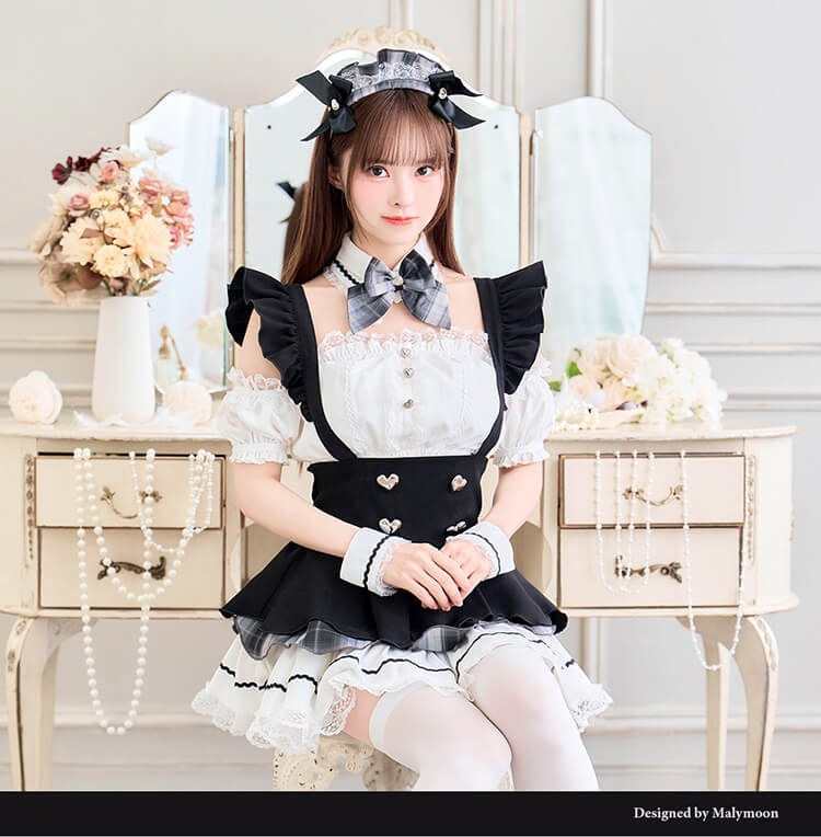 [正規品](即納)【藤咲凪着用】コスプレ メイド ウエイトレス ブラック スカート セットアップ チェックスカート ハート レディース 大人 女性 malymoon マリームーン【10231-2】 mmc2012-10005377 DreamyDoll サンプル画像2