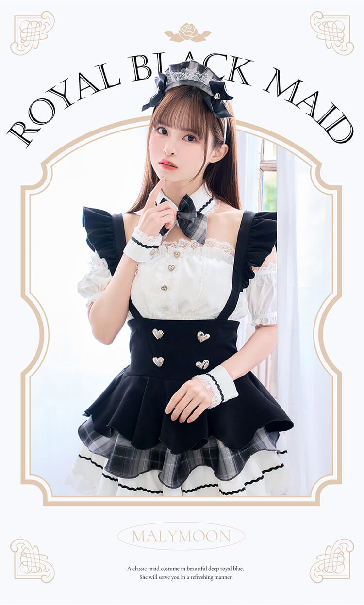 [正規品](即納)【藤咲凪着用】コスプレ メイド ウエイトレス ブラック スカート セットアップ チェックスカート ハート レディース 大人 女性 malymoon マリームーン【10231-2】 mmc2012-10005377 DreamyDoll サンプル画像3