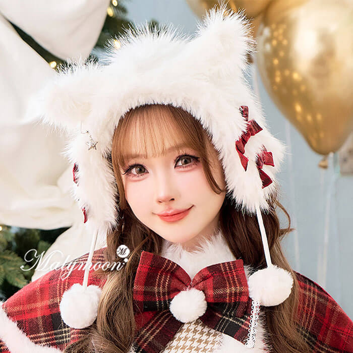 [正規品](即納)コスプレ クリスマス サンタ アニマル 帽子のみ 帽子 猫耳 猫 耳あて ふわふわ レディー..