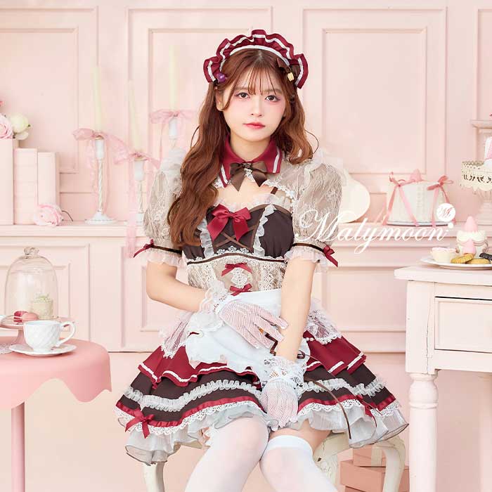 [正規品]【予約-1月中旬頃より順次発送予定】コスプレ メイド ウエイトレス バレンタイン レッド 赤 リボン レディース 大人 女性 malymoon マリームーン【CS25166】
