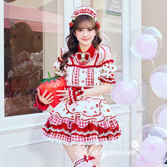 [正規品]【予約-2月中旬頃より順次発送予定】コスプレ メイド ウエイトレス 苺 いちご 赤 レッド フリル レディース 大人 女性 malymoon マリーム...