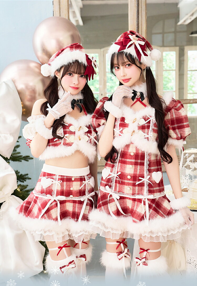 [正規品]【1〜3営業日で発送】コスプレ クリスマス サンタ チェック レッド セパレート ワンピース チェック レディース 大人 女性 malymoon マリームーン【CS25077】【CS25078】 2
