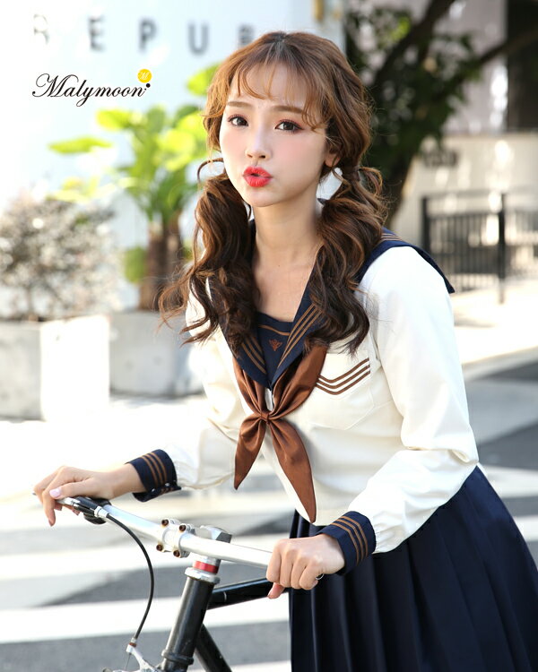 かわいい清楚系 色々な 長袖 ロングスカート セーラー服 女子高生 制服 Jk コスプレ リボン 衣装 仮装 萌え かわいい レディース 私立 Jc ブラウン 余興 可愛い スカート お嬢様 なんちゃって制服 学生服 高校生 コスチューム 茶色