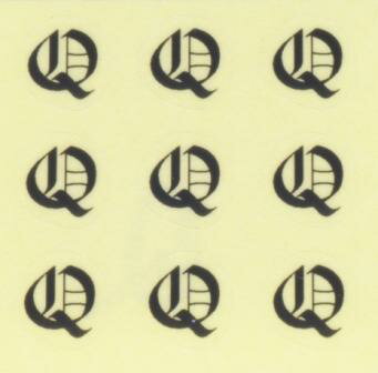 ネイルシール【アルファベット・イニシャル】大文字4 英字(Q)9枚入