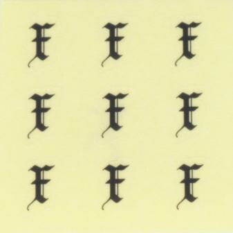 ネイルシール【アルファベット・イニシャル】大文字4 英字(X)9枚入