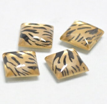 Bigトラ柄正方形ストーン12ミリ《ネイル・デコ電用パーツ》ゴールド4個入