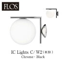 FLOS (フロス) シーリング ブラケット IC Lights C/W2(Φ30cm Chrome/black)(アイシーライツ)シーリングライト ウォールラ...