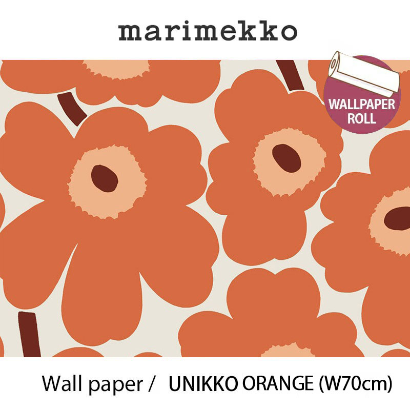 マリメッコ marimekko ウニッコ オレンジ 70cm幅壁紙 ロール売り70cmx10mウォールペーパーmmis 新生活 インテリア