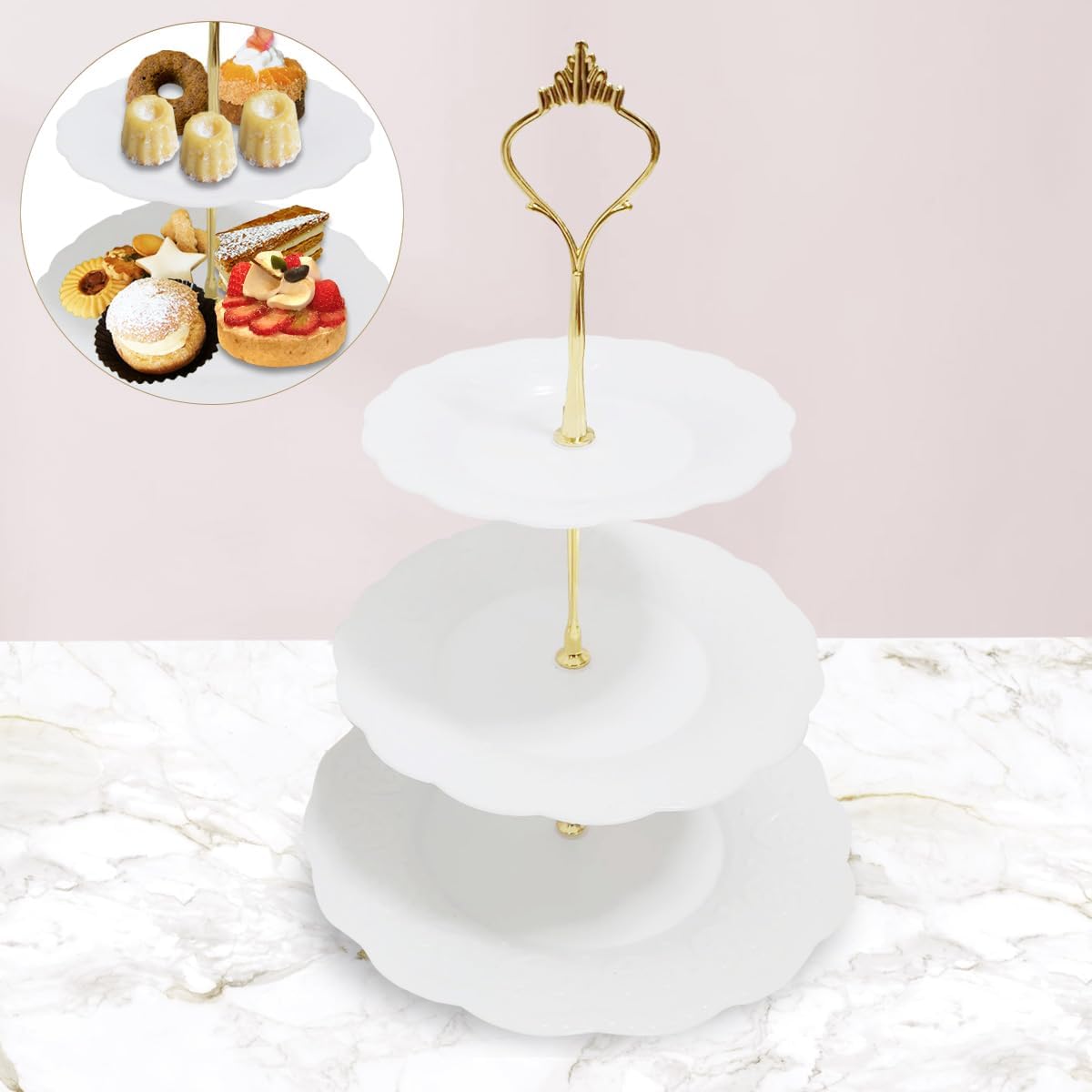 楽天市場】ケーキスタンド 3段（キッチン用品・食器・調理器具）の通販