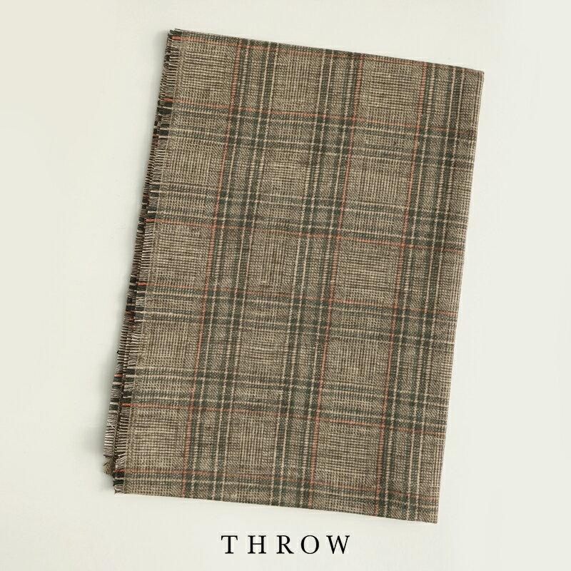 【50%OFF】THROW スロー ウールカシミアグレンチェックストール TH222-S04【RCP】マフラー ギフト