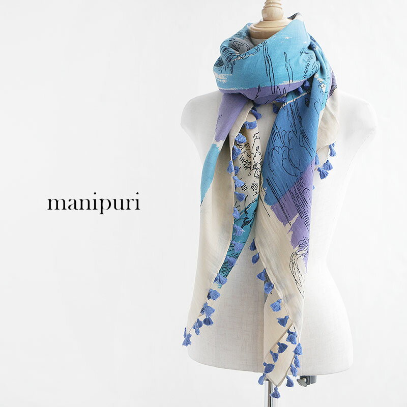manipuri マニプリ　コットンシルクストール スカーフ 120*120(cotton/silk) lady【RCP】のサムネイル