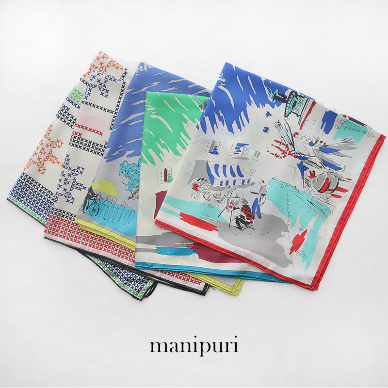 manipuri マニプリ　65×65 シルクスカーフ 65*65(STITCH/BALLET)【RCP】のサムネイル