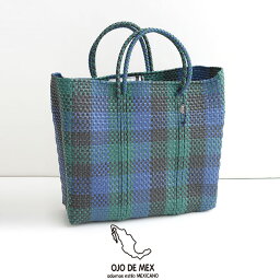 オホデメックス かごバッグ OJO DE MEX オホ デ メックス　Plastic CAGO Tote　プラスチックトート(S)　Check S【RCP】カゴバッグ・レジャー・リゾート・旅行・エコバッグ レインバッグ　レイングッズ