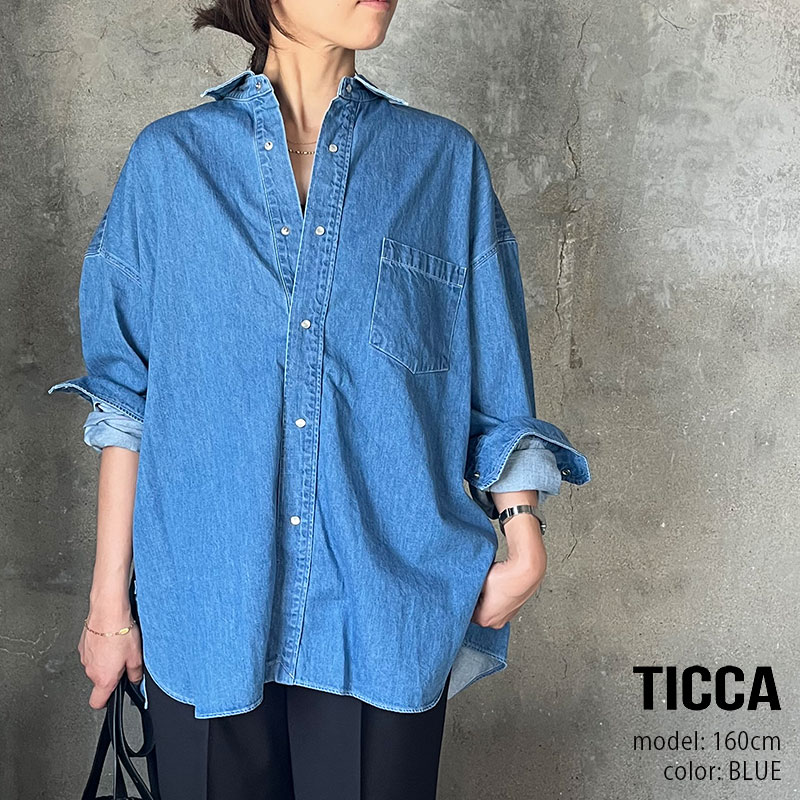 ke様 TICCA｜セルロースシルクシャツブラウス ブラック フリー TICCA