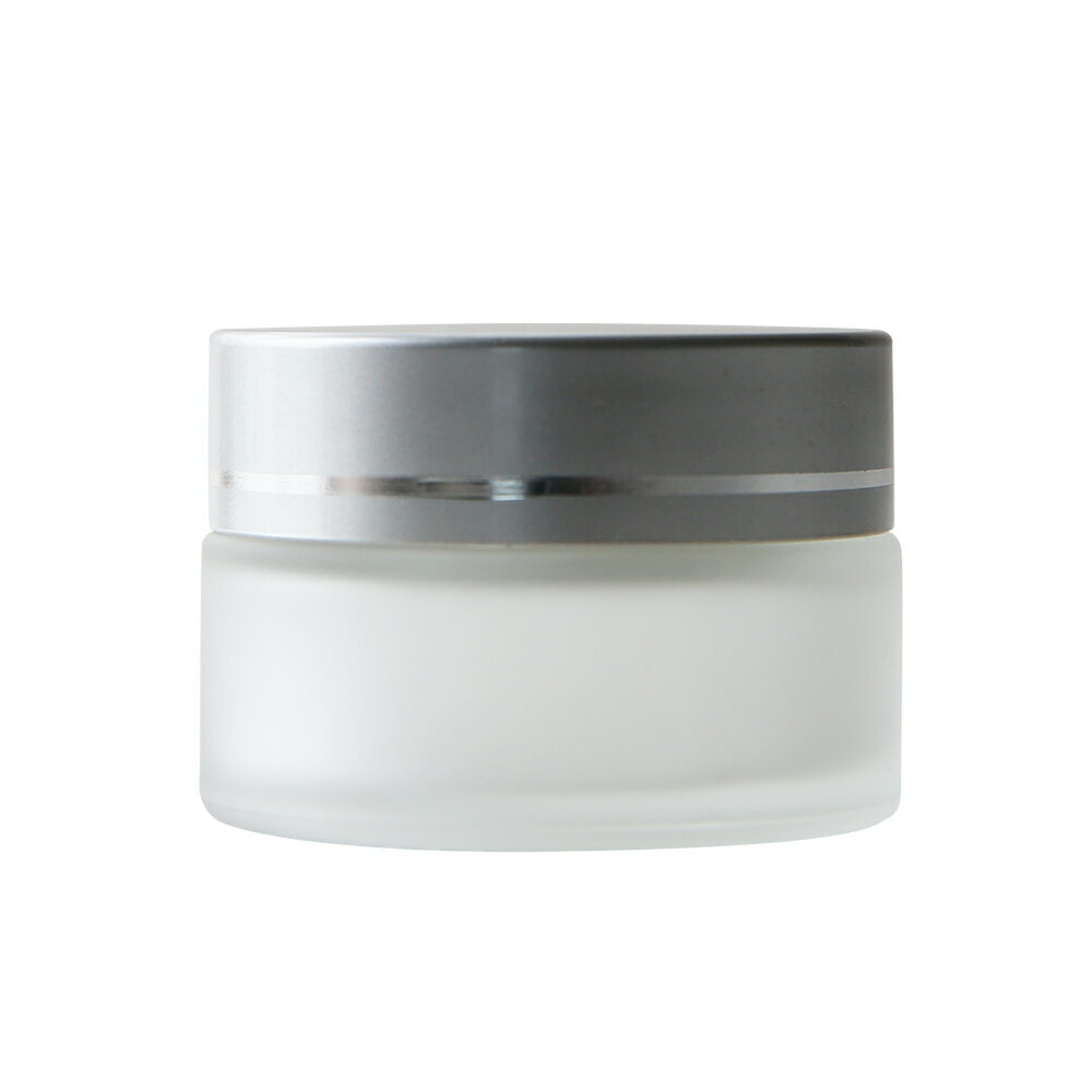 フロストガラスジャー・シルバーキャップ[20ml]／1個 小さい 手作り コスメ 化粧品 クリーム 容器 移し替え アトマイザー 旅行用小分け 瓶 材料 ホワイ...