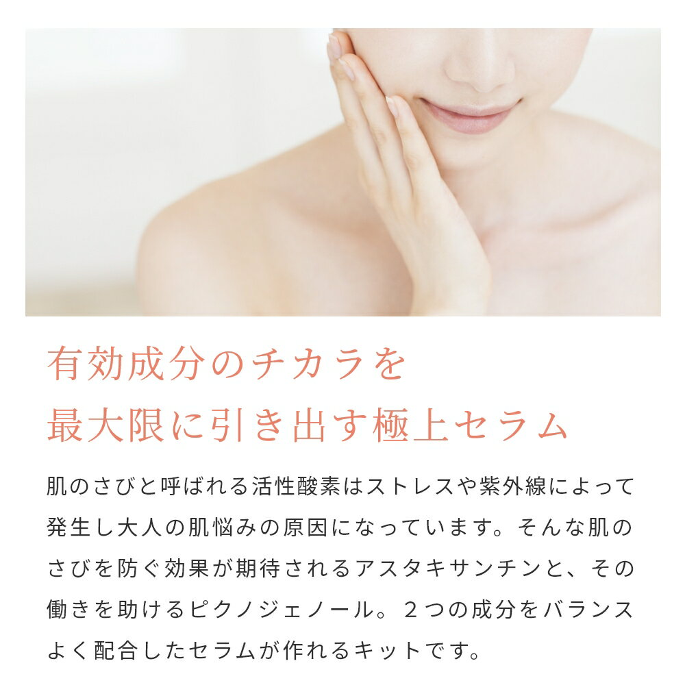 アスタキサンチン高濃度配合 アンチオキシダント・アスタセラム レフィル 手づくりコスメキット／1個初心者向け ハリ エイジングケア くすみ 手作り コスメ 手づくり 化粧品 原料 材料 素材 フェイス スキンケア 美容液 mmoon-10008512 マンデイムーンコスメ公式 サンプル画像3