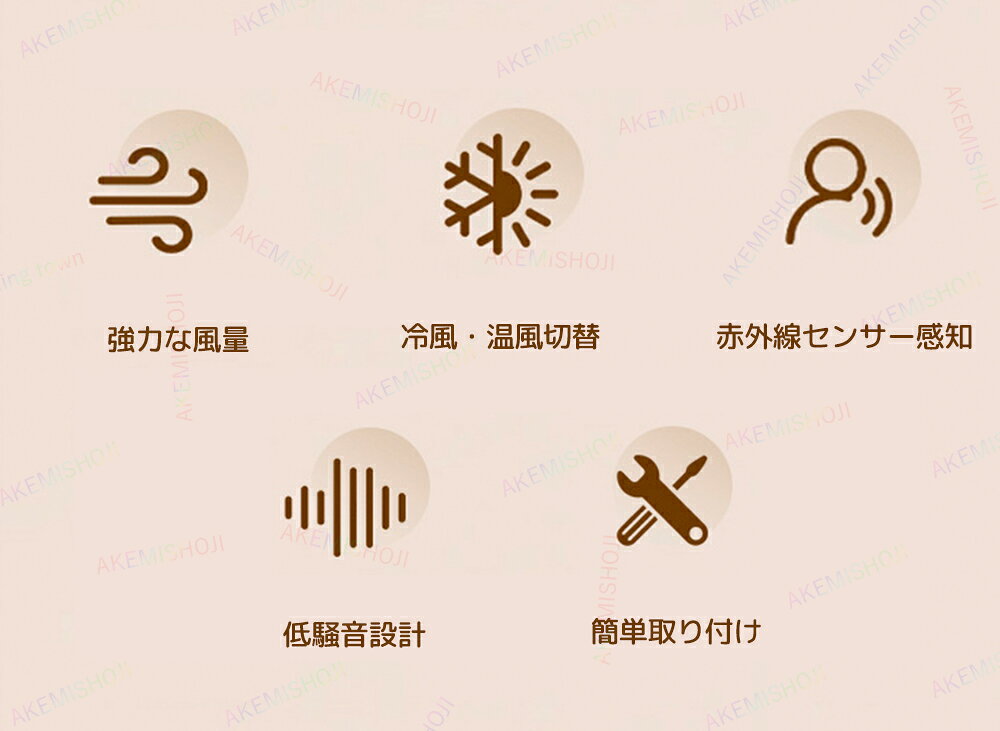 明美商事楽天市場店のハンドドライヤー 非接触 センサー式 手指乾燥機 手洗い乾燥機 手乾燥機 冷風 温風 送風 速乾 清潔 衛生 家庭用 業務用 壁掛け式 洗面所 トイレ ホテル 自宅 ホワイト｜アングル2