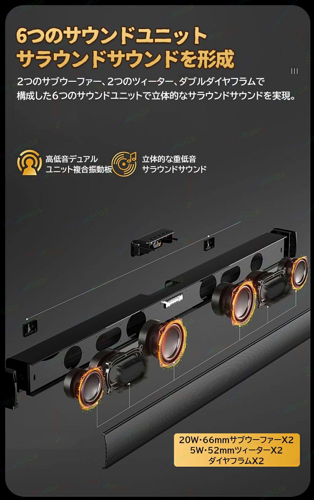 スピーカー サウンドバー サウンドバー スピーカー テレビ用スピーカー pcスピーカ...