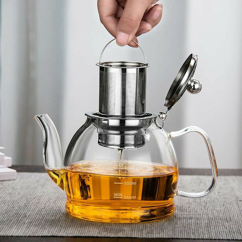 【Illusion・直火可】耐熱ガラス ティーポット 750ml 950ml 1200ml ガラスティーポット 硝子 上質な304SUSステンレス 蓋 茶こし ケトル ガラス 急須 やかん 湯沸かし器 大容量 ガラスポット ジャンピング 紅茶ポット フルーツティー ハーフティー ガラス食器