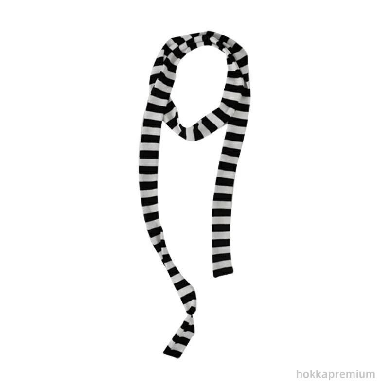 マフラー 細い スカーフ ファッション レディース 春秋 防寒 ストライプ 薄手 白黒 ストール アクセン..