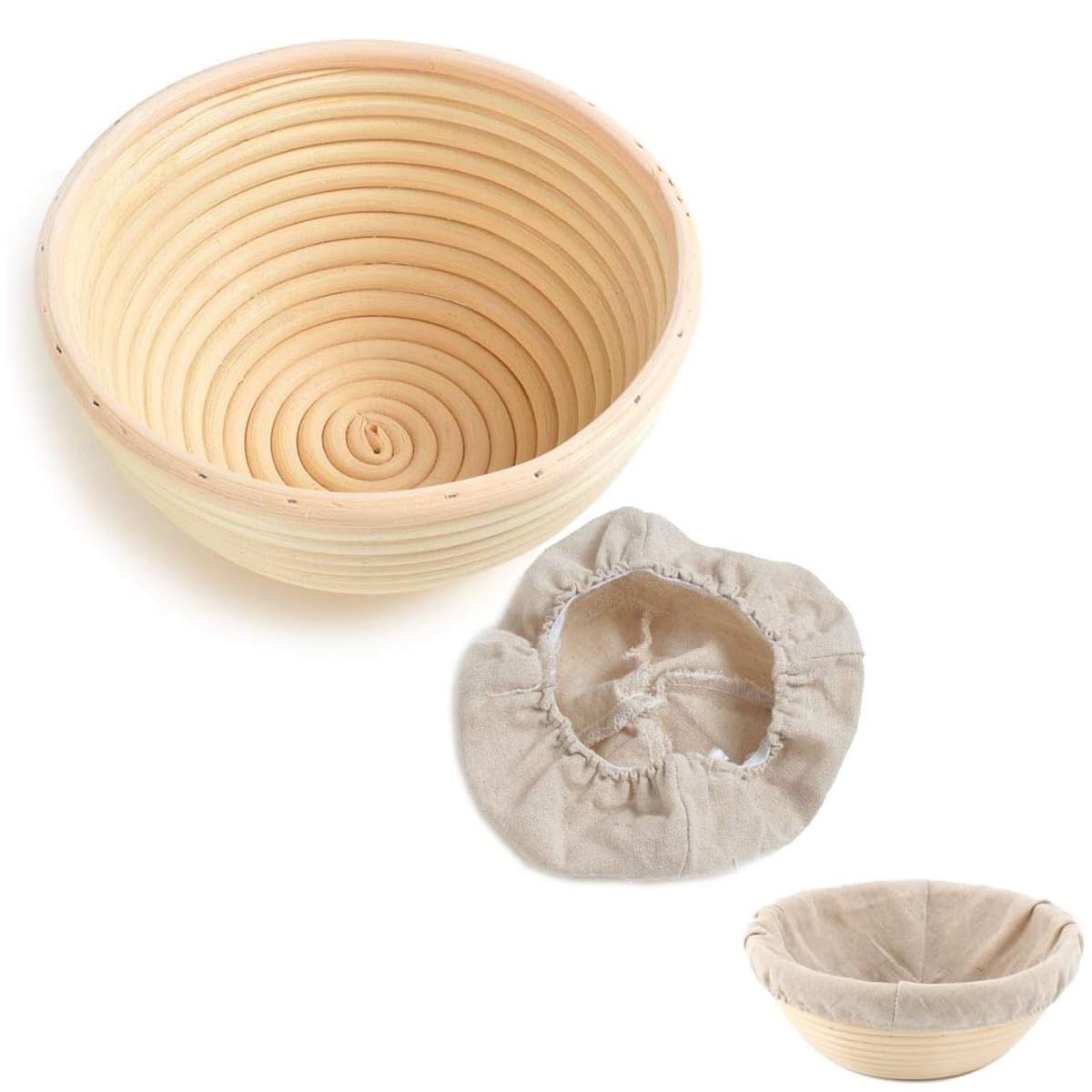 籐製醗酵カゴ 18*8cm 調理器具 製菓道具 洗える 発酵かご パン作り 裏地なし 布 丸型 天然籐 パンバス..