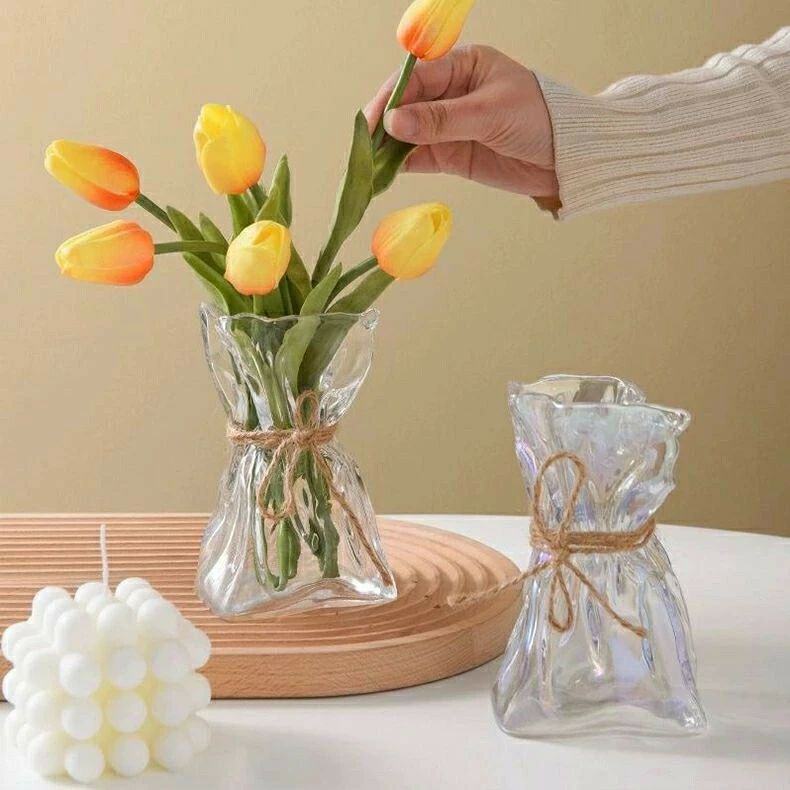 ギフト かわいい 花器 オーロラ リビング 高さ14.5cm 北欧 プレゼント ガラス花瓶 生花 小さい おしゃれ 一輪挿し 韓国スタイル 花束 ギフト フラワーベース 22cm 玄関 インテリア ランダムシェイプ ドライフラワー 可愛い デザイン ガラス シンプル 花瓶